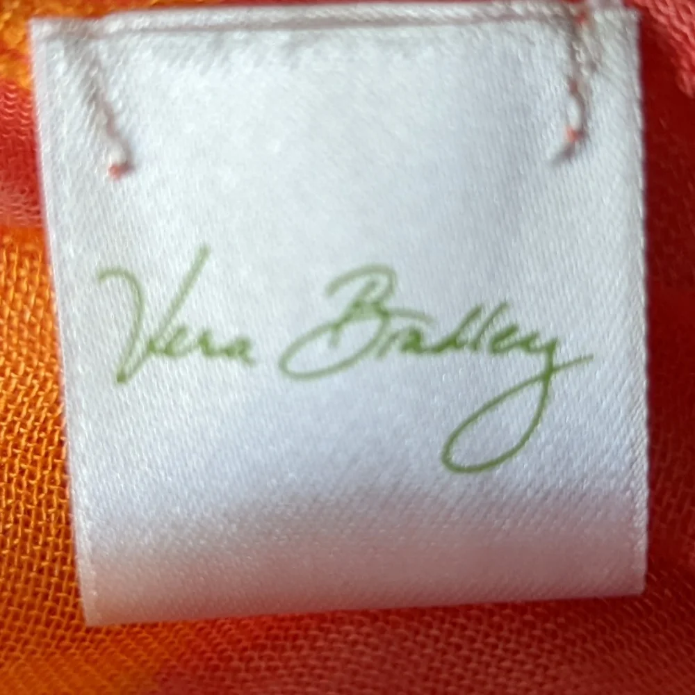 Vera Bradley Pink, White & Orange Frayed Scarf